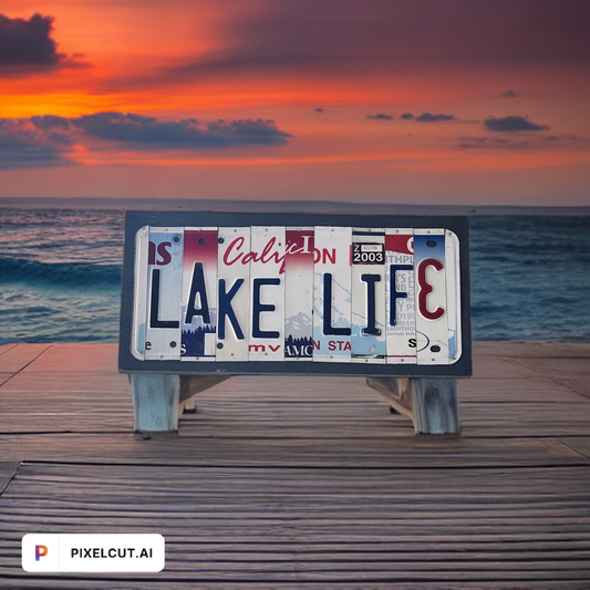 Lake Life License Plate Sign